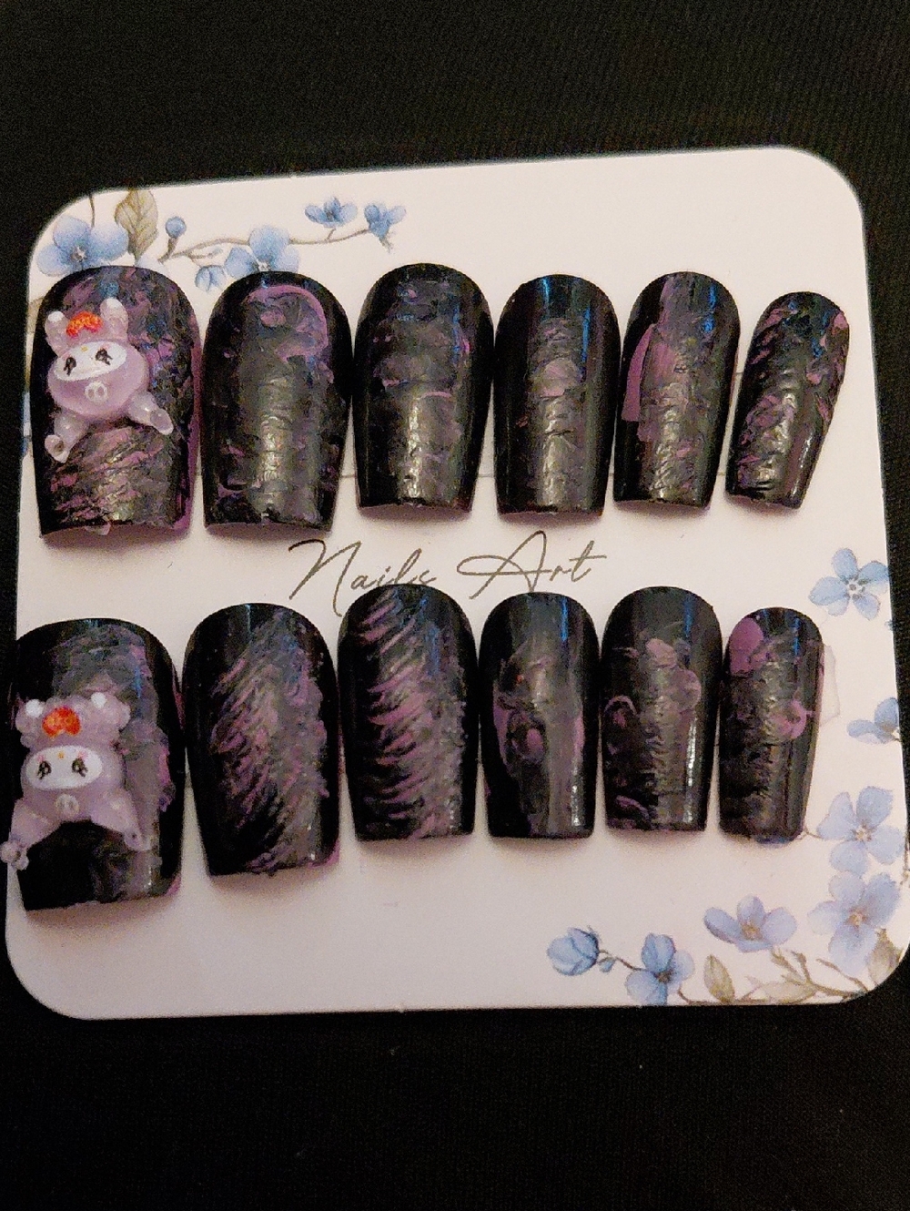 Handmade Black & Purple Small Pets Nail Art Set - Brand: